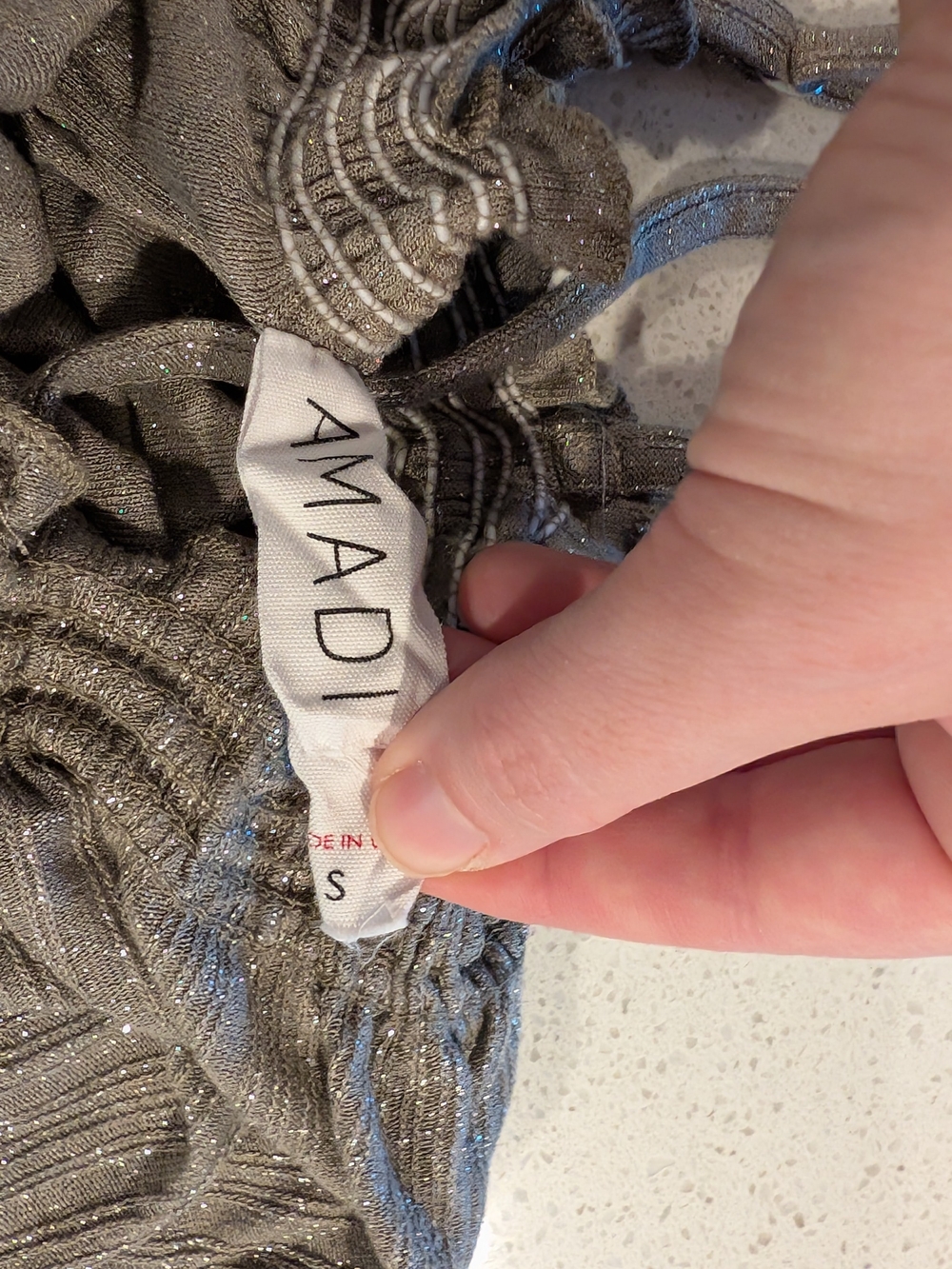 Smocked Metallic Gray Ruffle Cami Top - Picture 2 of 2